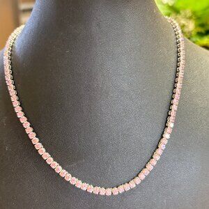 BNWT Swarovski Matrix Pink Round Cut Tennis Necklace